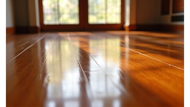 Gleaming polished hardwood floor in a home